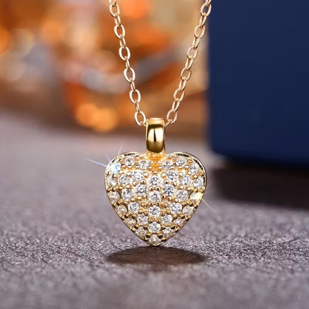 14K Gold Womens 1ct Diamond Heart Pendant Necklace Ladies New 14K Silver Jewelry - Picture 2 of 6